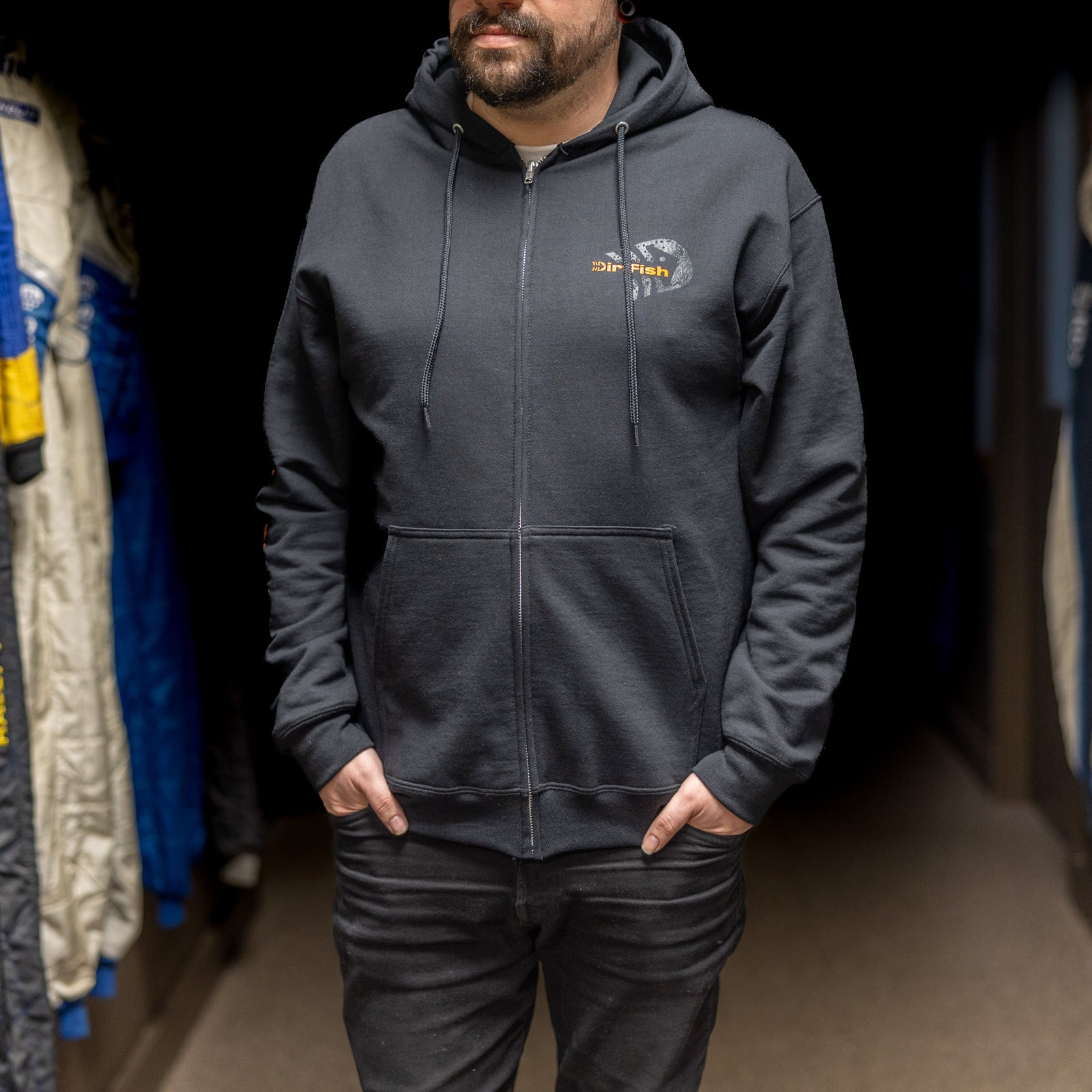 Black-on-black Zip-up Hoodie